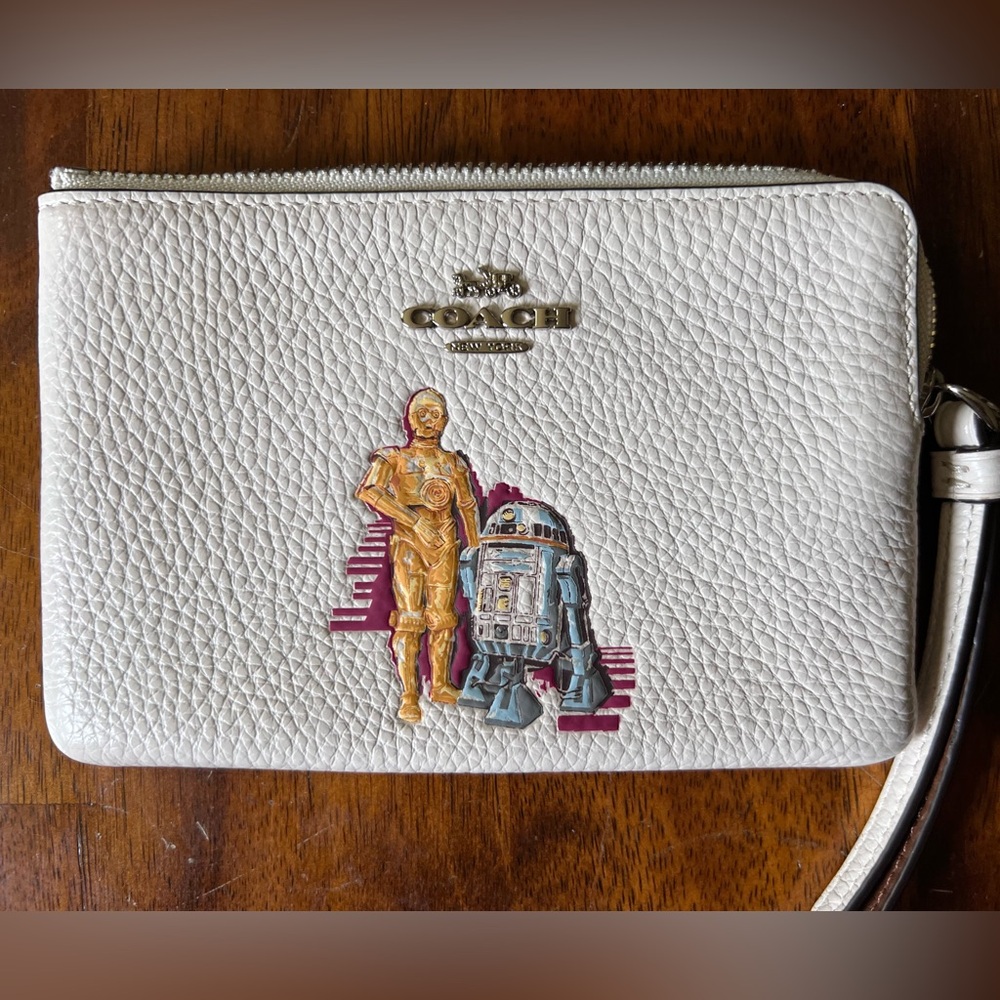 Coach White Leather Wristlet with Star Wars Characters